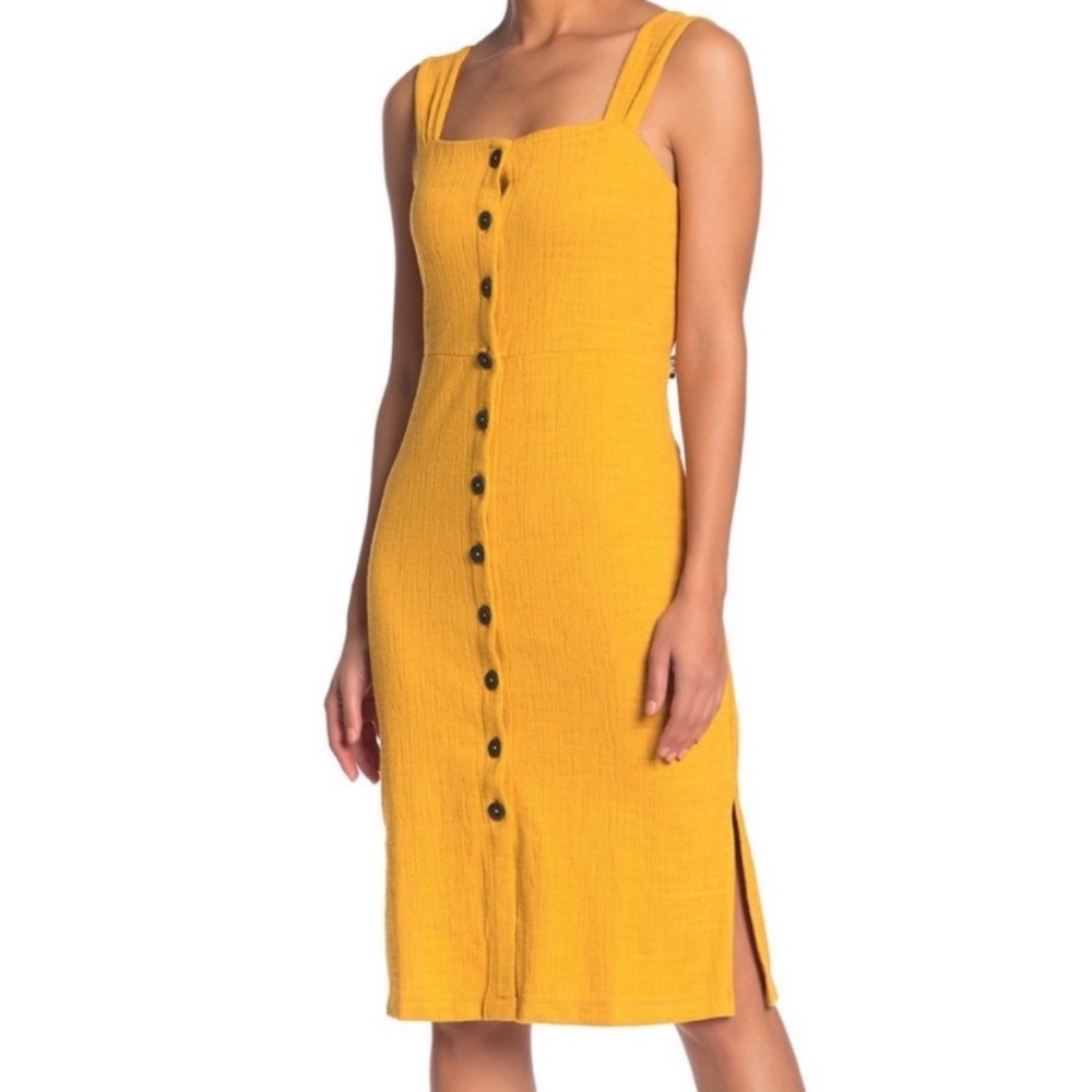 Madewell Mustard Button Up Midi Dress